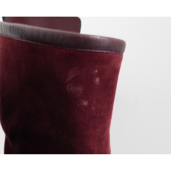 Stuart Weitzman Brooks Boots Wine Suede Heeled Pull On Round Toe Ankle Sz 7 M - Picture 7 of 8
